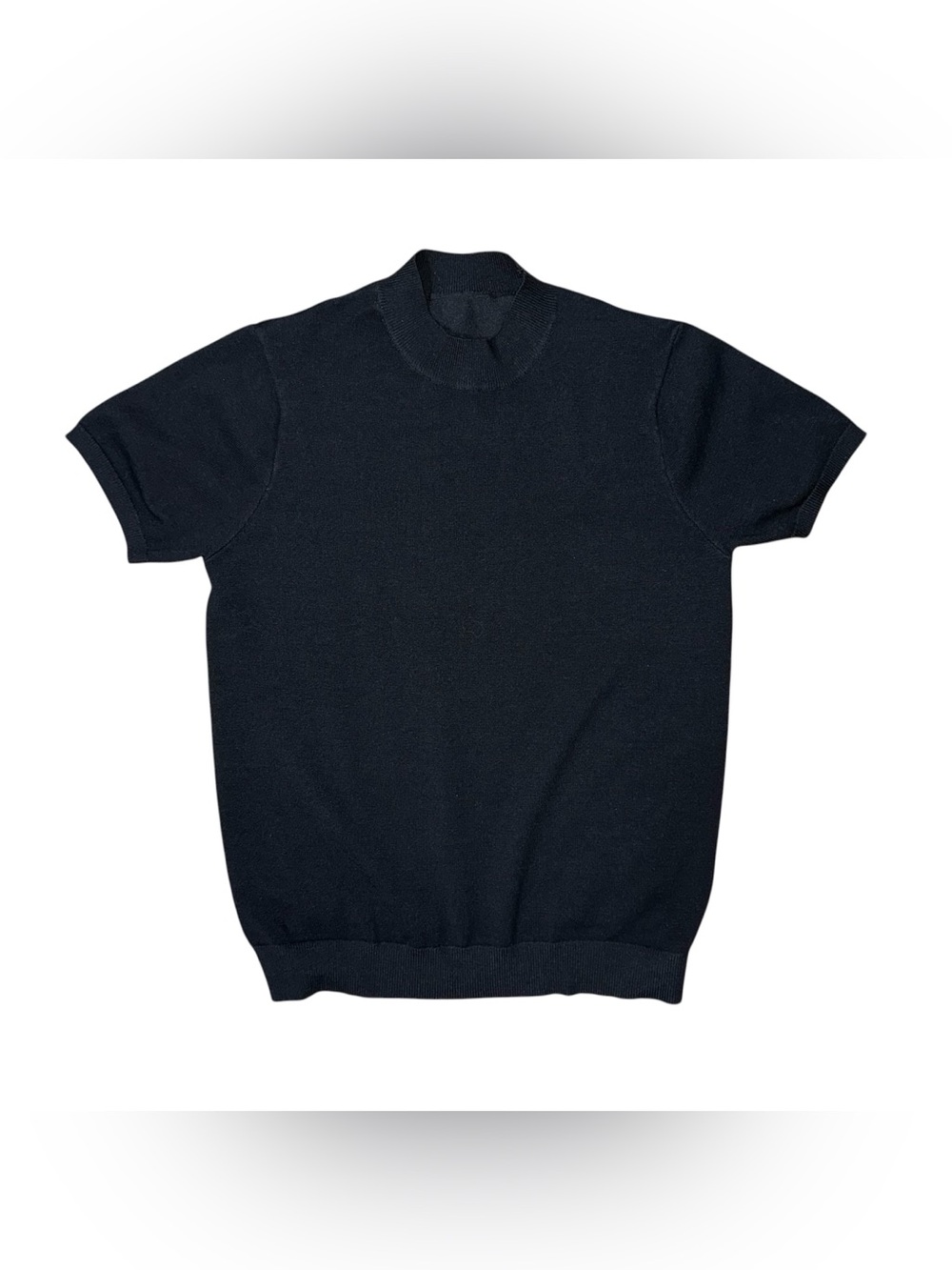 Dazy Black Soft Basic Mock Neck Knit T Shirt